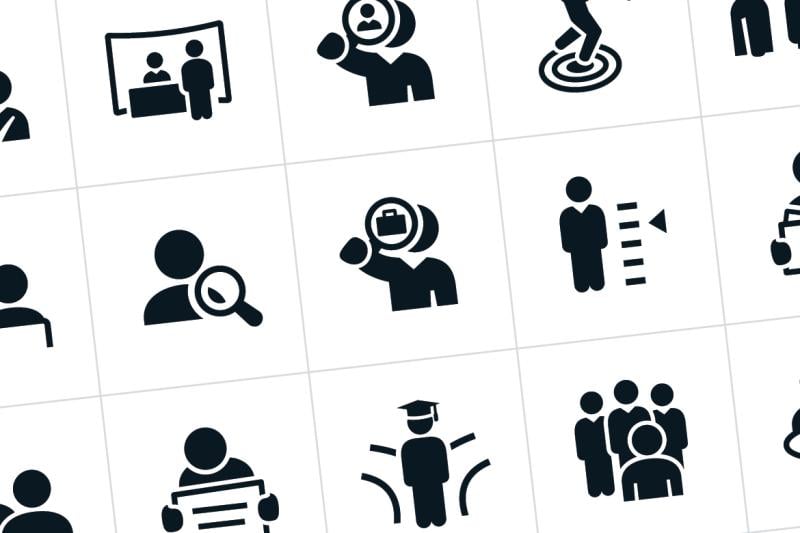 Graphics of figures at different points in career