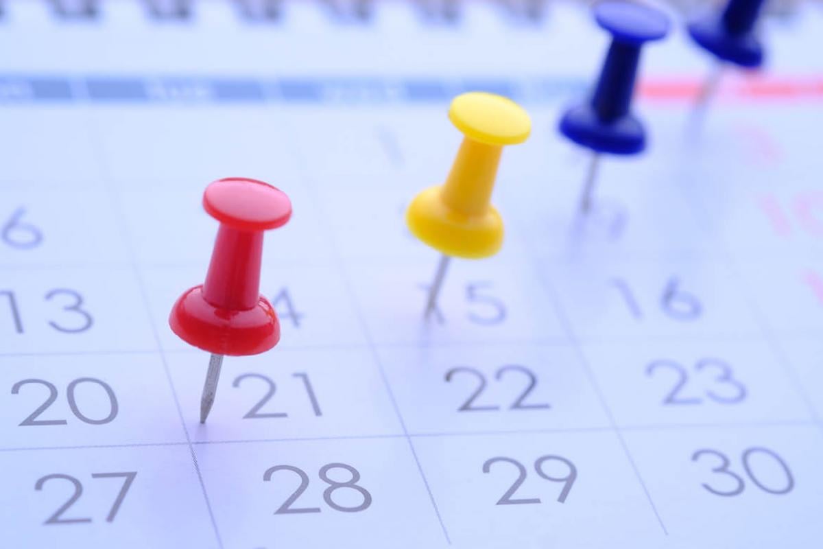 Calendar with push pins