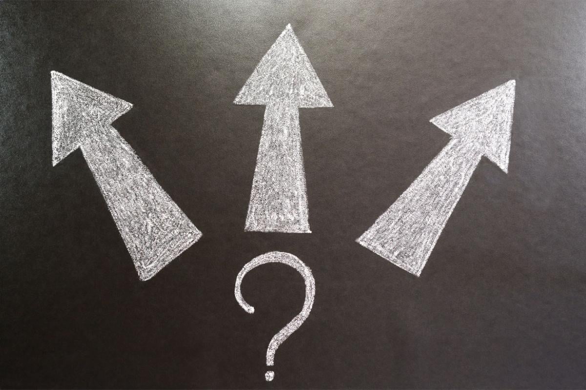 Question mark and arrows