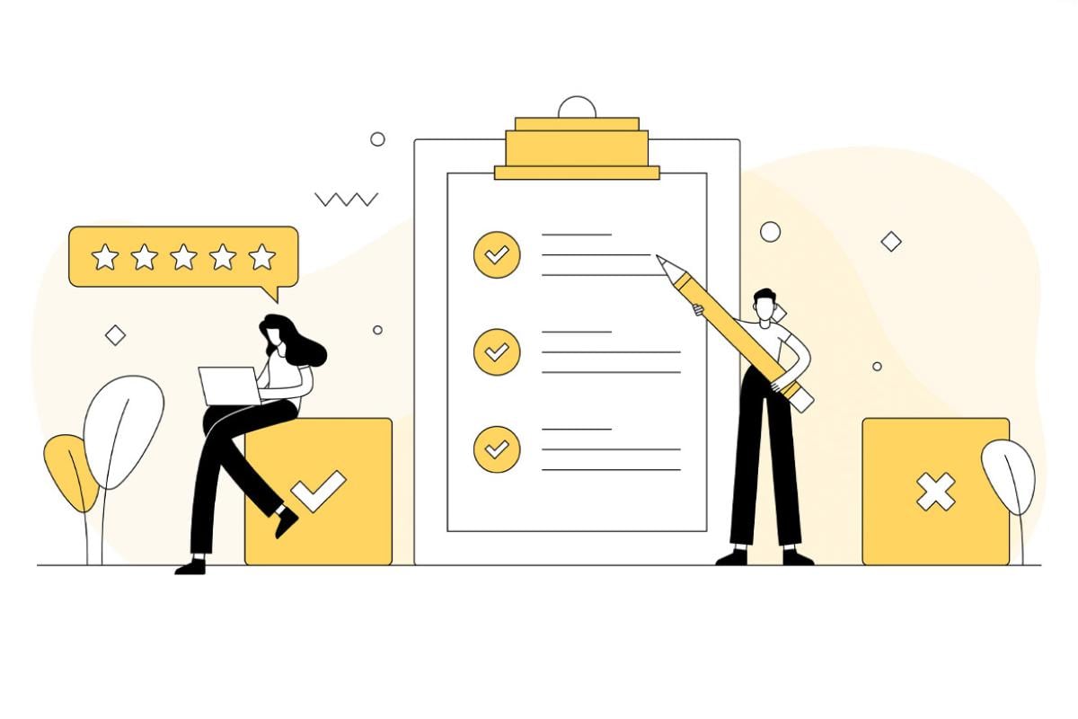 Survey and testimonials illustration