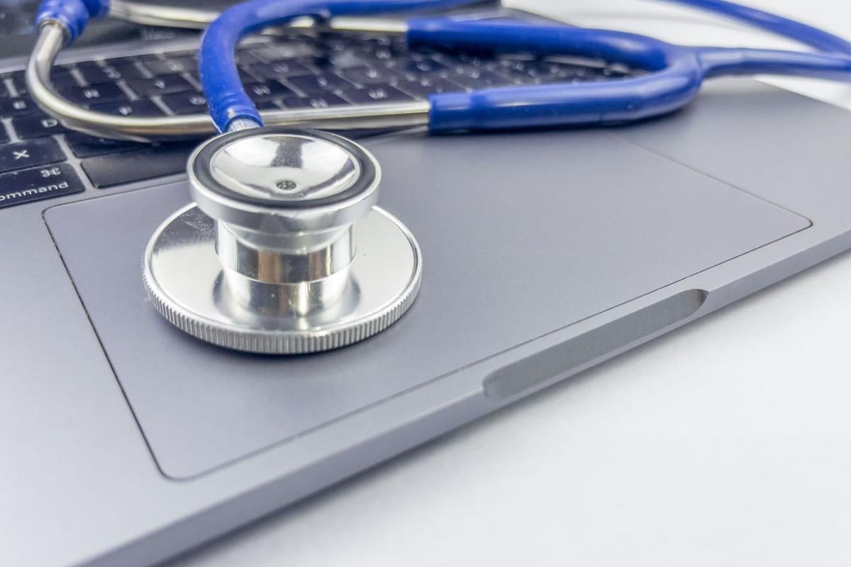 Stethoscope on laptop keyboard