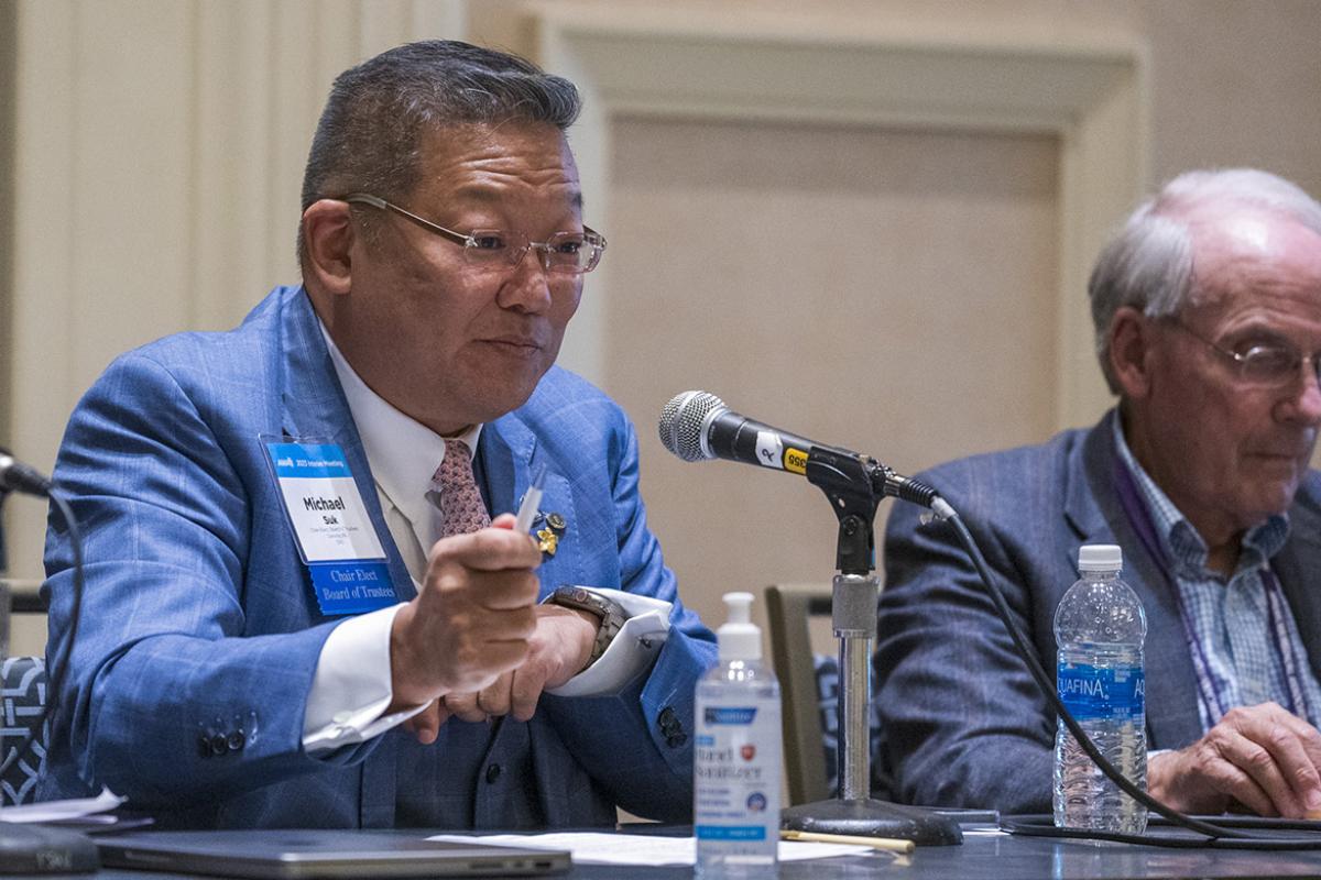 Michael Suk, MD, MPH, at Council on Ethical and Judicial Affairs forum