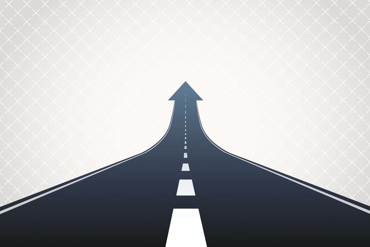 Road shaped into an arrow