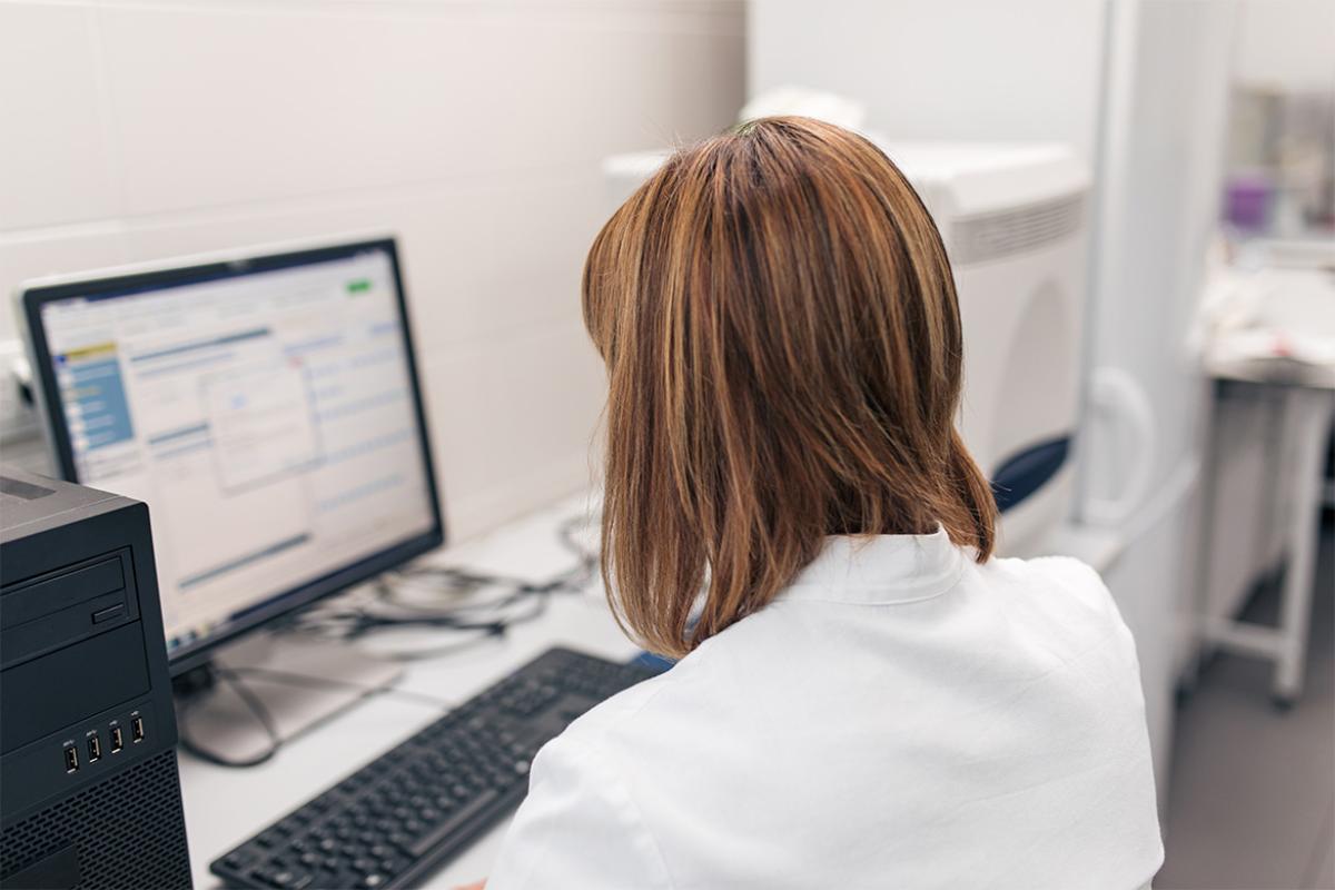 Doctor working on a computer