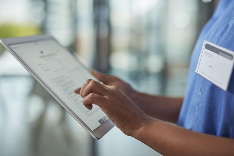 Using a digital tablet in a hospital