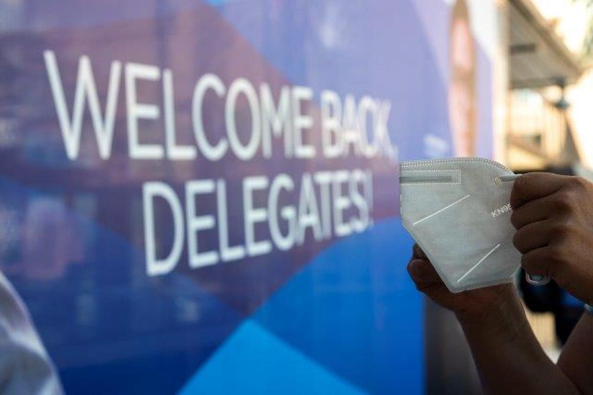 Sign welcoming delegates to the 2022 Annual HOD Meeting