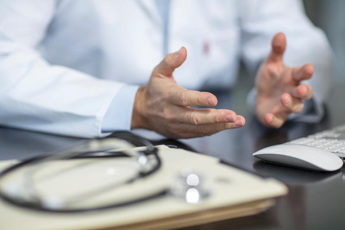 Closeup of doctor's hands