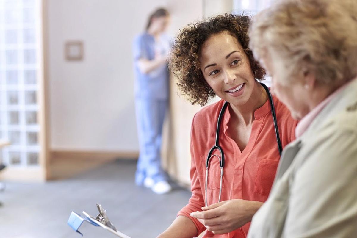 Physician and patient talking