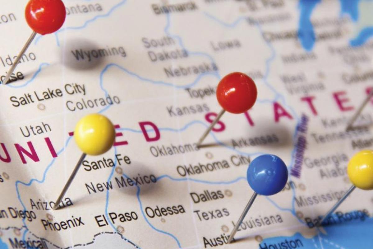 Western United States map with pins