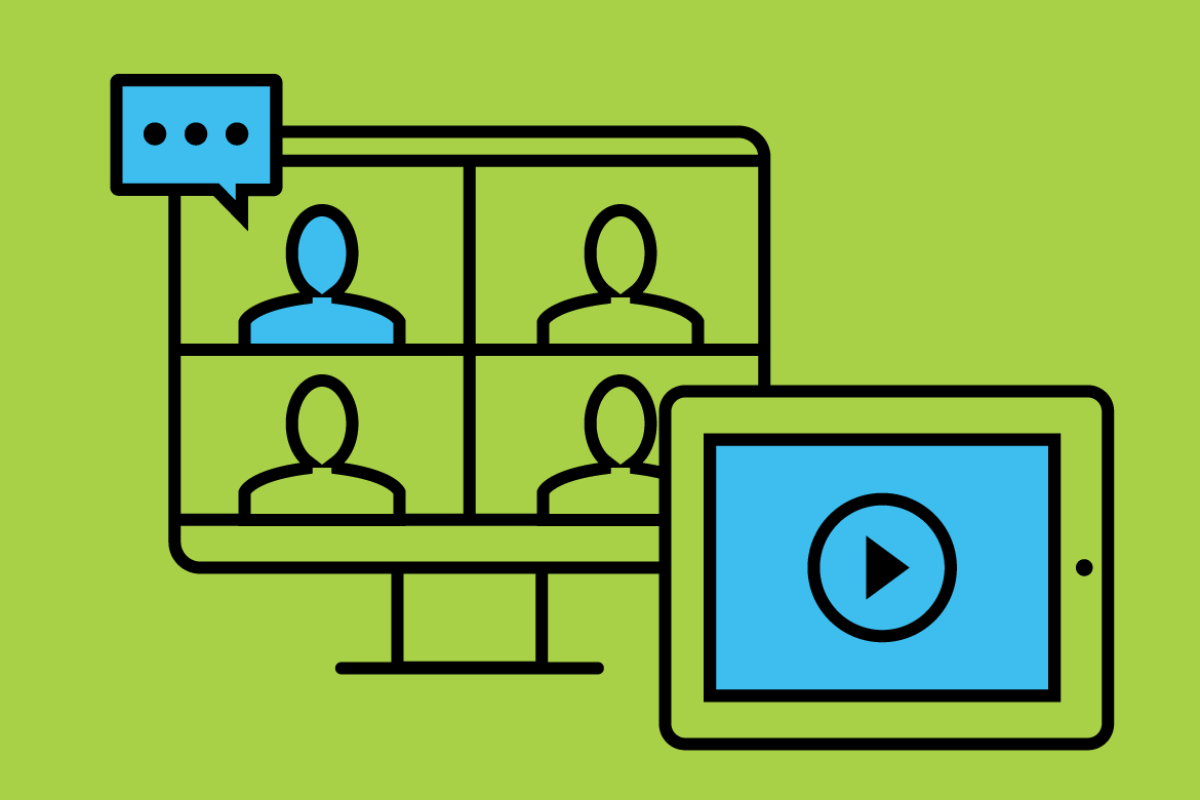 Illustration of laptop and virtual meeting